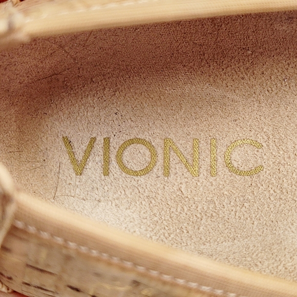 Vionic Minna Leather Gold Toe Cork Slip On Ballet Flats Shoes Size 10 - Picture 9 of 14